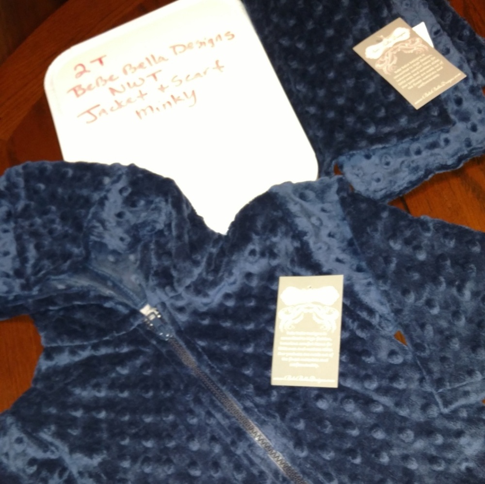 Hooded minky jacket WITH matching scarf. BOTH NWT